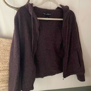 Brown anagora wool blend hoodie